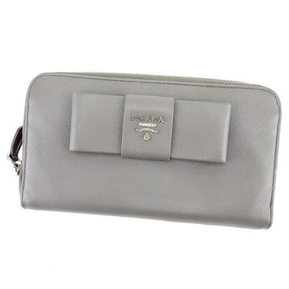 Prada Saffiano Zip long gray leather Wallet - Picture 1 of 6
